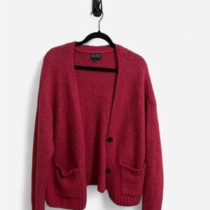 Women’s Plus Pink Fuzzy Cardigan